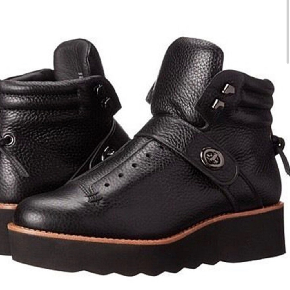 Womens Coach Leather Urban Hiker Boots Black